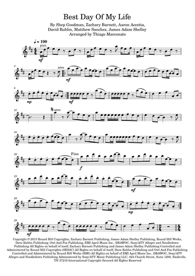 Best Day Of My Life (arr. Thiago Marconato)