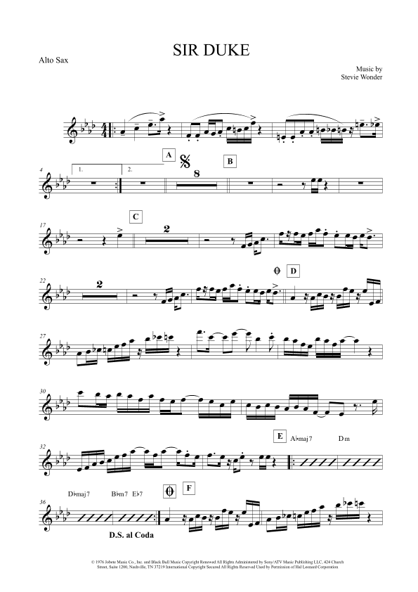 Sir Duke (arr. The Sheet Music Library)