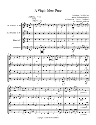 A Virgin Most Pure (Brass Quartet - 2 Trumpets, 1 Horn, 1 Trombone) (arr. Regis Bookshar)