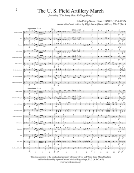 The United States Field Artillery March (arr. Marc Oliver)