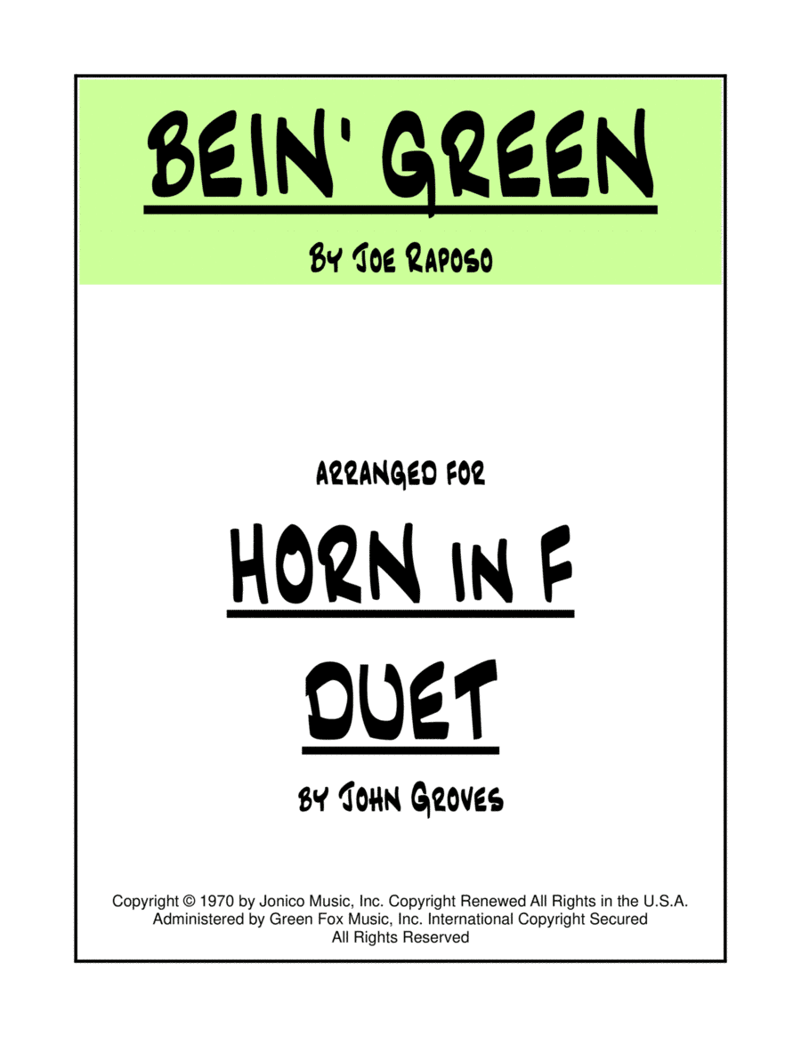 Bein' Green (arr. John Groves)