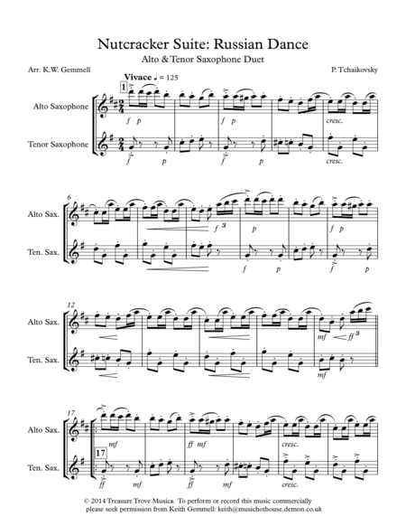 Nutcracker Suite: Russian Dance - Alto & Tenor Saxophone Duet (arr. Keith Gemmell)