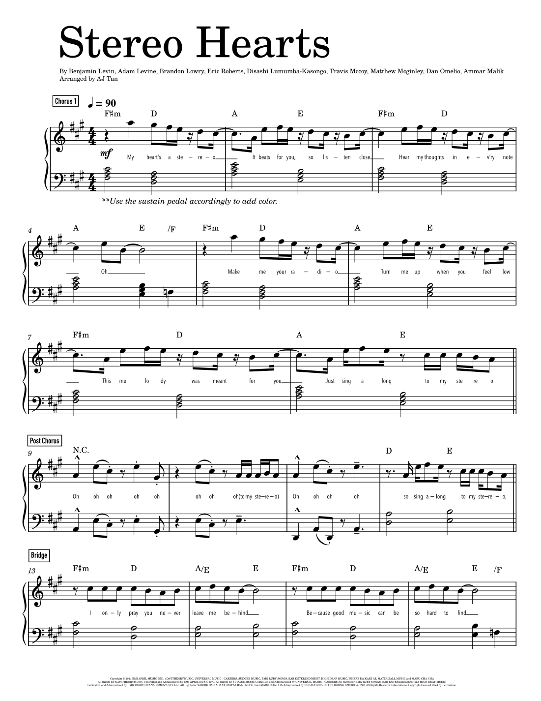 Stereo Hearts (arr. AJ Tan)