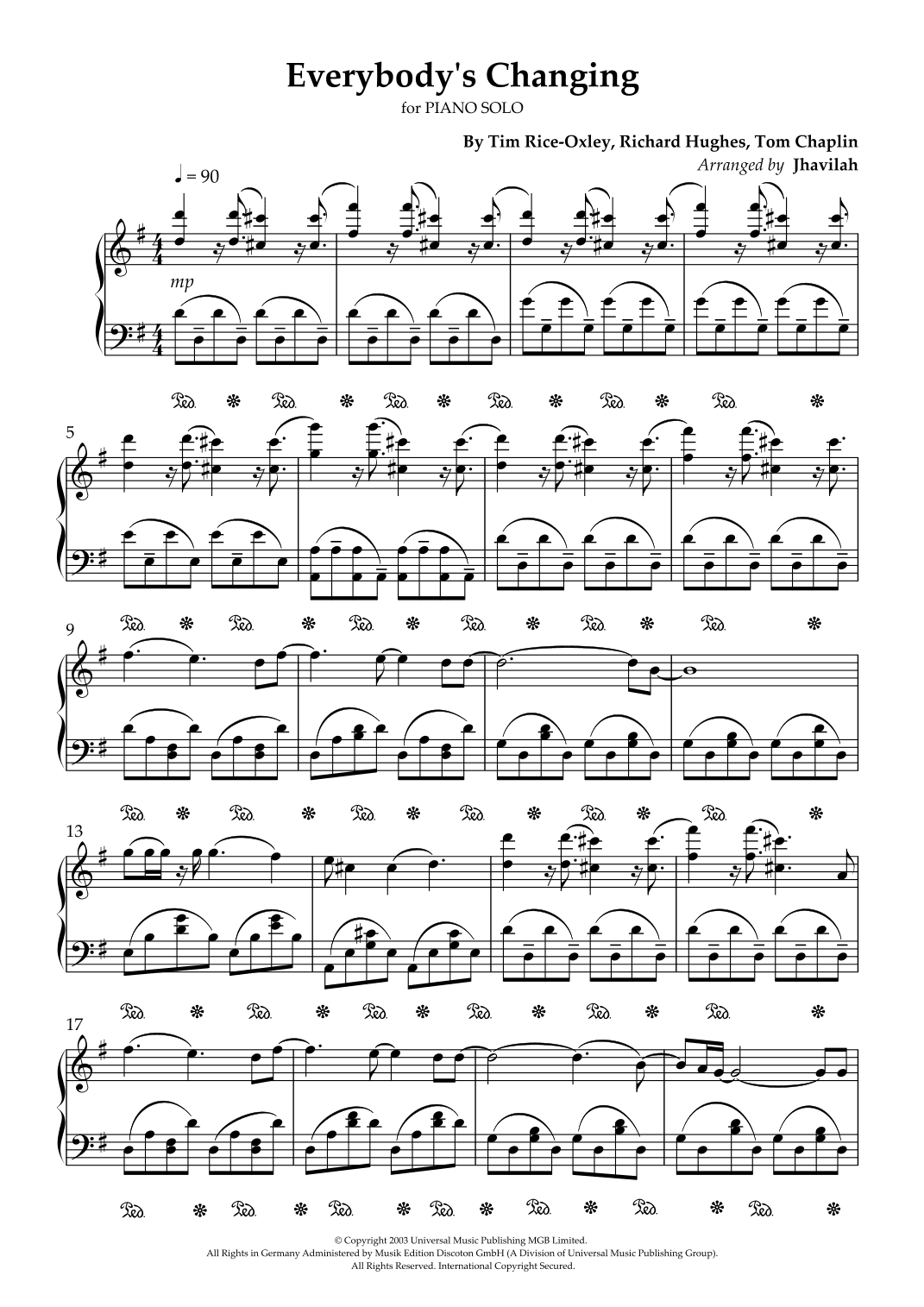 Everybody's Changing (arr. Jhavilah)