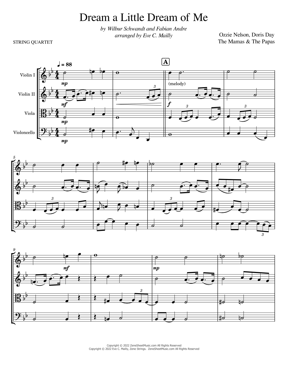 Dream A Little Dream Of Me (arr. Eve C. Mailly - Zene Strings)