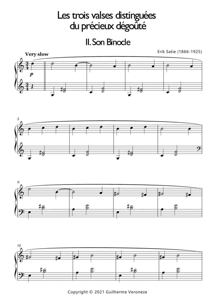 Les trois valses distinguées  du précieux dégoûté. II. Son Binocle (arr. Guilherme Veroneze)
