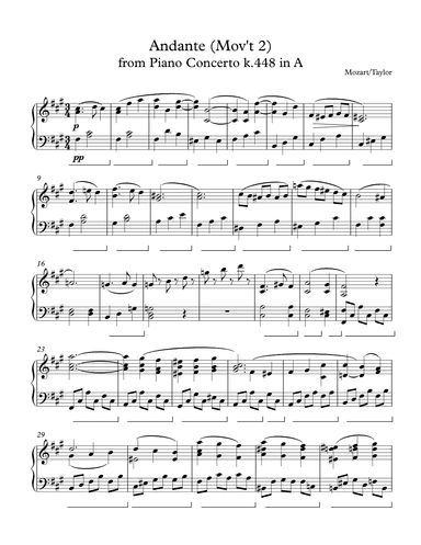Mozart, k.488 piano concerto, mov't 2 paraphrase (arr. Paul Taylor)