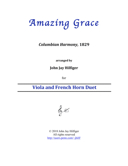 Amazing Grace for Viola and Horn (arr. John Jay Hilfiger)