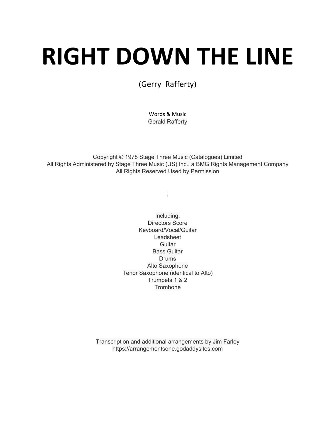 Right Down The Line (arr. Jim Farley)