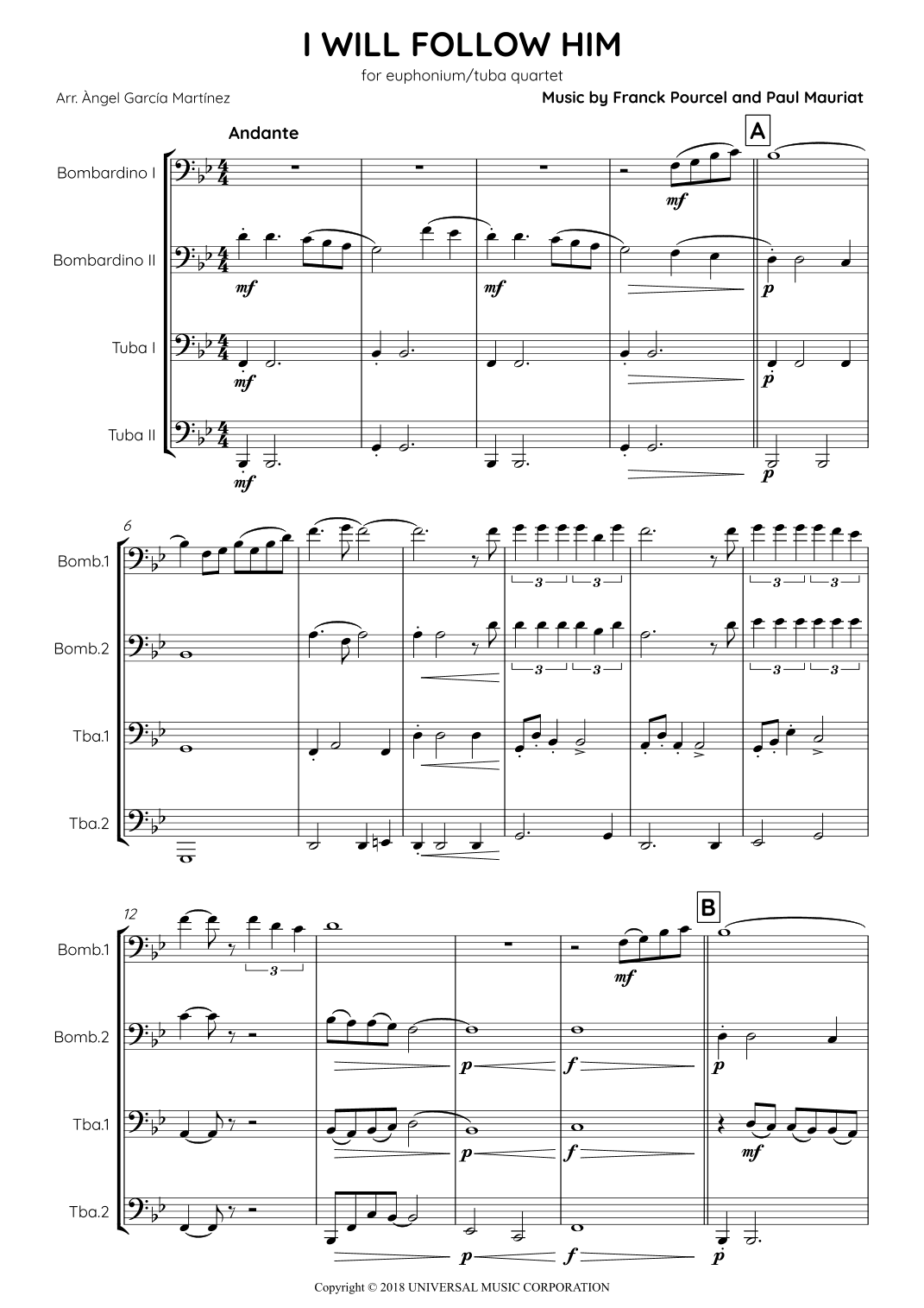 I Will Follow You (arr. Àngel García Martínez)