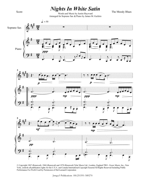 Nights In White Satin (arr. James M. Guthrie, ASCAP)