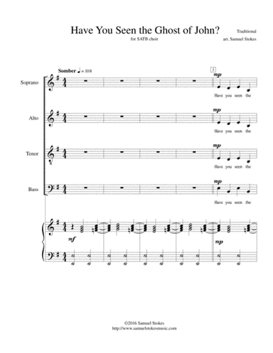Have You Seen the Ghost of John? - for SATB choir (arr. Samuel Stokes)