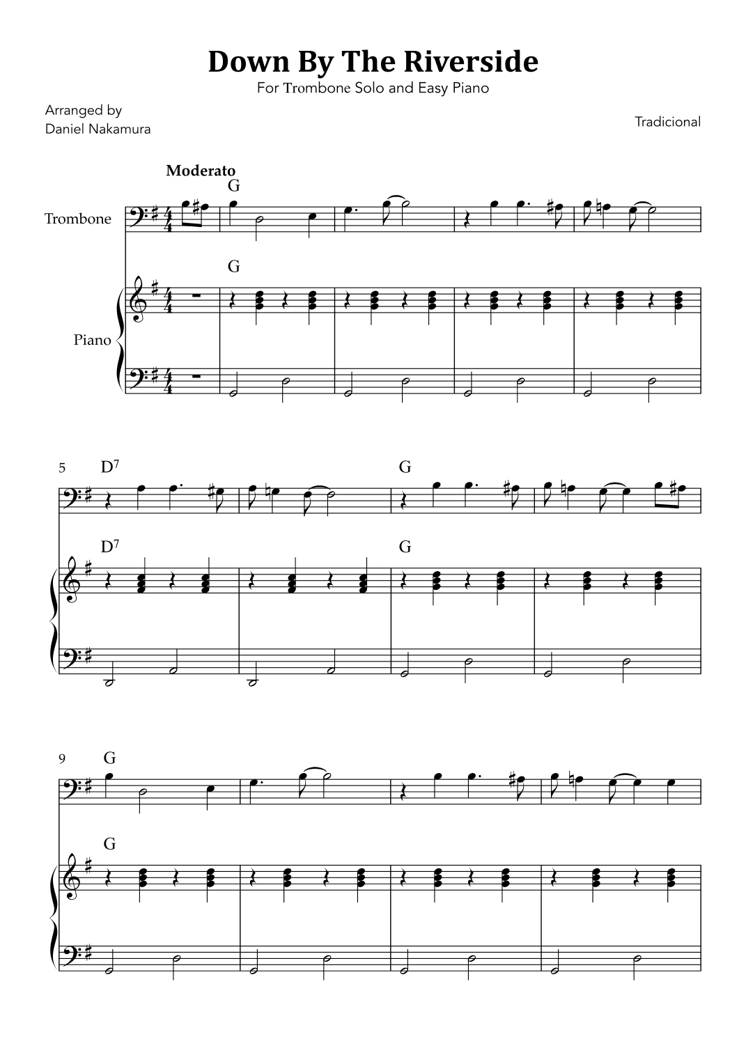Down By The Riverside (For Trombone Solo and Easy Piano) (arr. Daniel Nakamura)
