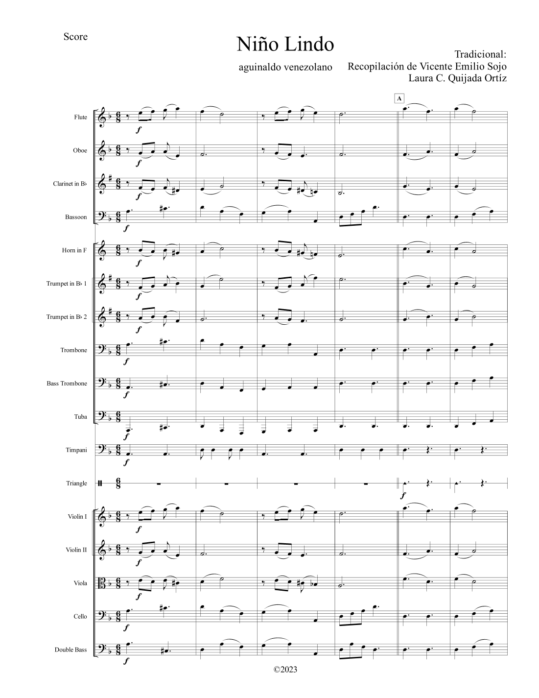 Niño Lindo. AGUINALDO VENEZOLANO. Intermediate level children full orchestra.  - Score Only (arr. Laura C. Quijada Ortíz)