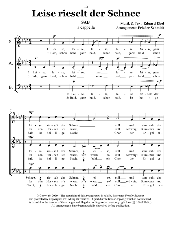 Leise rieselt der Schnee (arr. Frieder Schmidt)