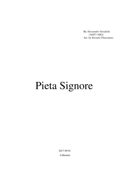 Pieta Signore (arr. Kestutis Planciunas)