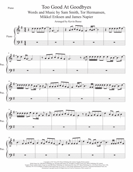 Too Good At Goodbyes (arr. Kevin Busse)