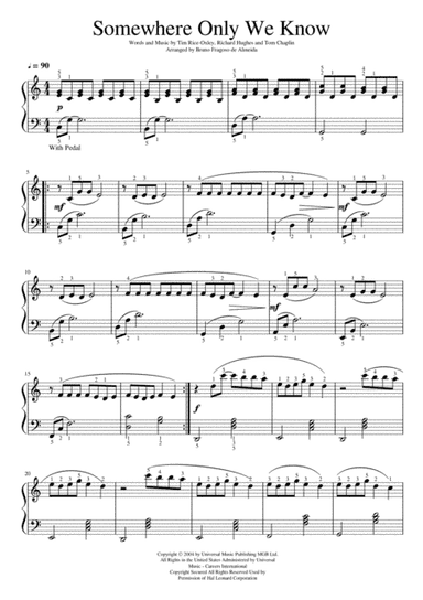 Somewhere Only We Know (arr. Bruno Fragoso)