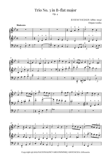 Trio No. 3 in B-flat major, Op. 4 by Juozas Naujalis (1869–1934)