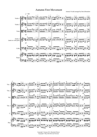 Autumn "four seasons" for String Quartet (arr. David Burndrett)