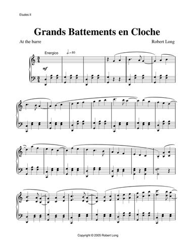 Ballet Piano Sheet Music: Grands Battements en Cloche from Etudes II