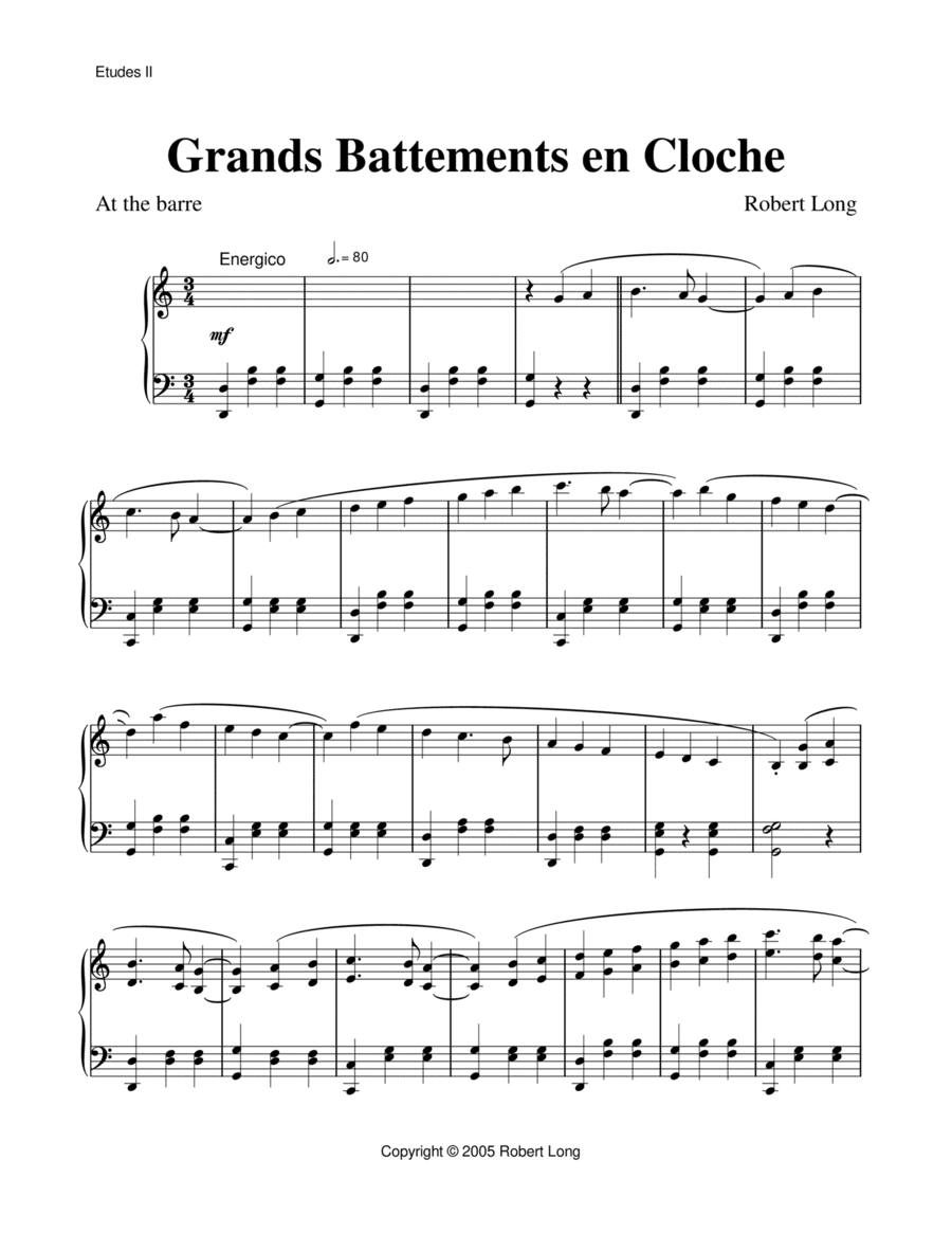 Ballet Piano Sheet Music: Grands Battements en Cloche from Etudes II
