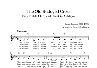 The Old Rugged Cross in Ab Major - Easy Treble Clef Lead Sheet (arr. Amanda Cerqueira Rodrigues)
