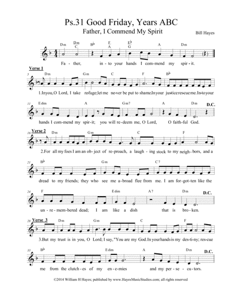Psalm 31: Father, I Commend My Spirit (leadsheet
