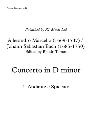 Marcello / Bach BWV974 Concerto no.3 in D minor (arr. Rhodri Tomos)
