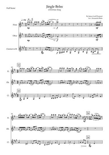 Jingle Bells - Jazz Version (Christmas Song) for Woodwind Trio (arr. Fernando Britto)
