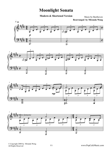 Moonlight Sonata - Easy Piano (arr. Miranda Wong)