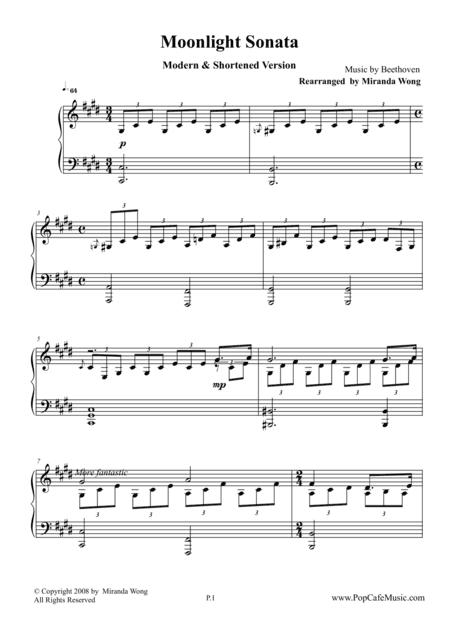 Moonlight Sonata - Easy Piano (arr. Miranda Wong)