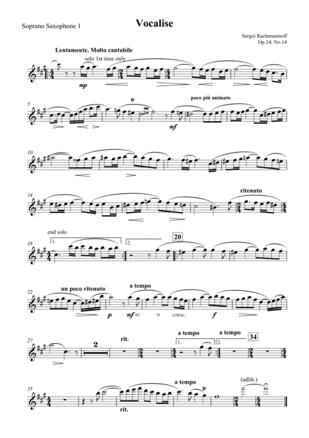 Vocalise; Sergie Rachmaninoff for 12 Saxophone (arr. Akkarin Chooarun)
