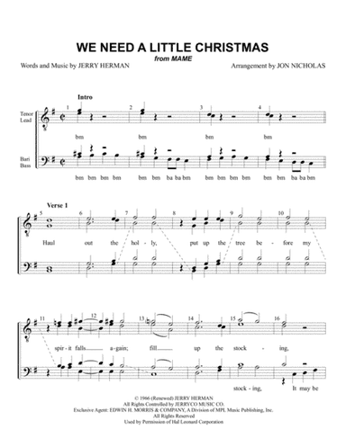 We Need A Little Christmas (arr. Jon Nicholas)
