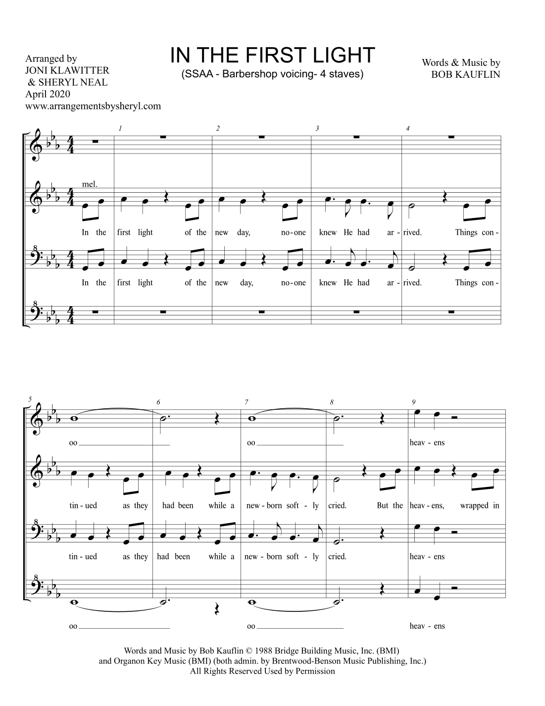 In The First Light (arr. Sheryl Neal)