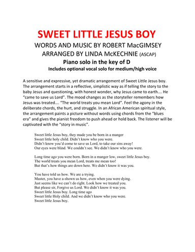 Sweet Little Jesus Boy (arr. Linda McKechnie)
