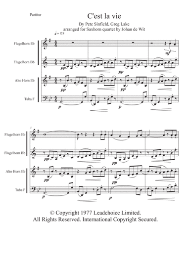 C'est La Vie (arr. Johan de Wit)