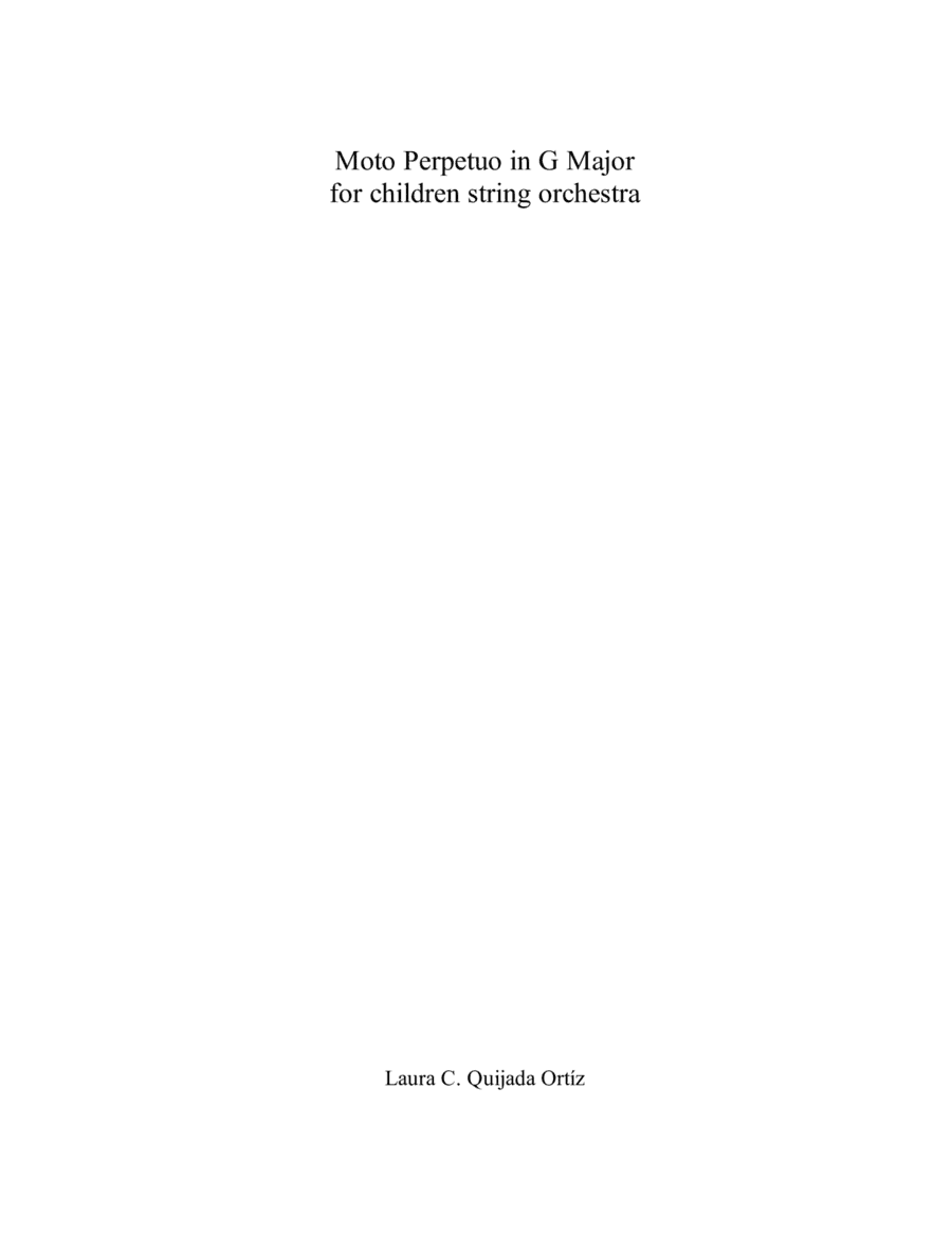 Moto Perpetuo in G Major, for children string orchestra. SCORE & PARTS.