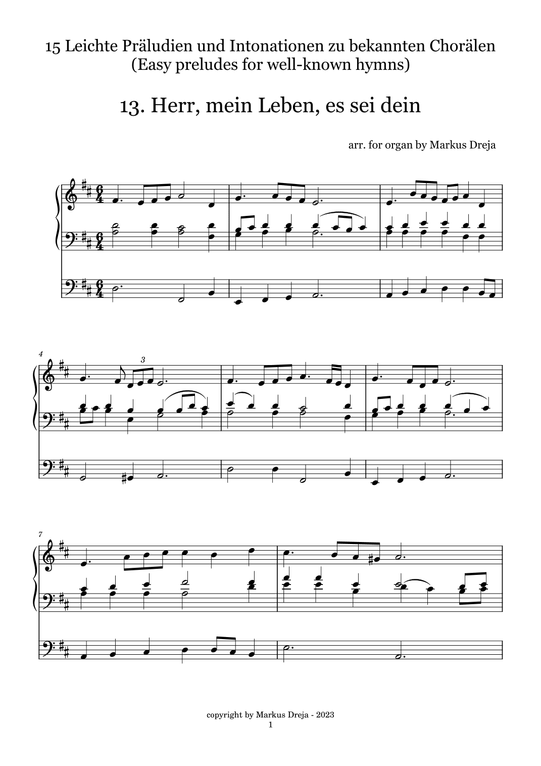 Easy Organ Preludes - leichte Orgelpräludien | Herr, mein Leben, es sei dein - Take my life (arr. Markus Dreja)