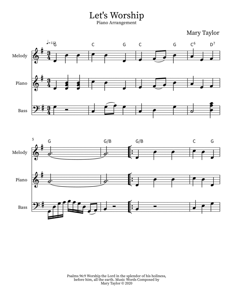 Let's Worship Piano Arrangement