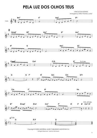 Pela Luz Dos Olhos Teus (arr. Milton Ferreira Junior)