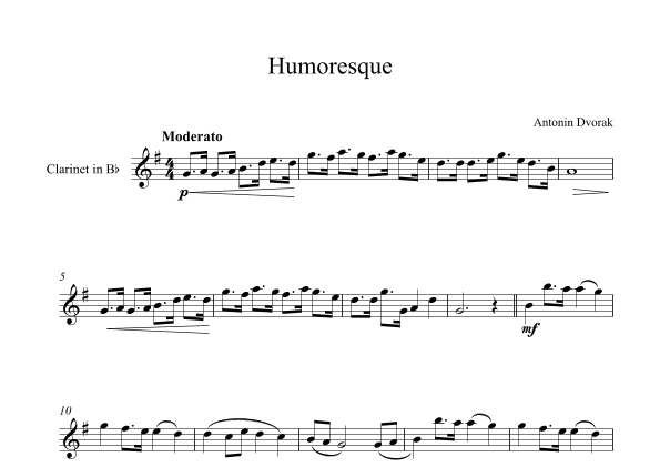 Humoresque - Antonin Dvorak (Clarinet) (arr. Digital Book Music)