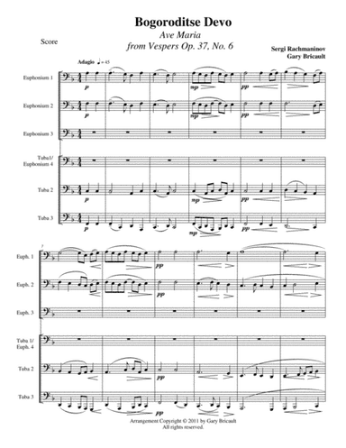 Bogoroditse Devo (Ave Maria) from Vespers Op. 37, No. 6 (arr. Gary Bricault)