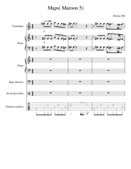 Maps (Contrabajo+dos pianos+bajoelectrico+percusión) (arr. ElmAe.506)