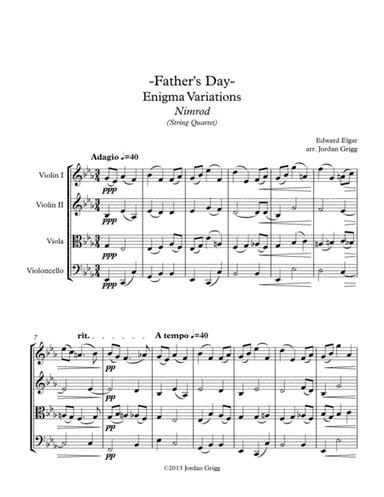 Father's Day. Enigma Variations Nimrod (String Quartet) (arr. Jordan Grigg)