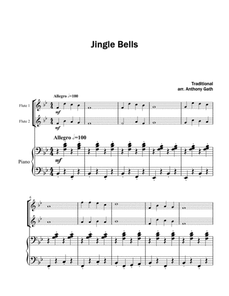 Jingle Bells - 2 Flutes and Piano (arr. Anthony Gath)