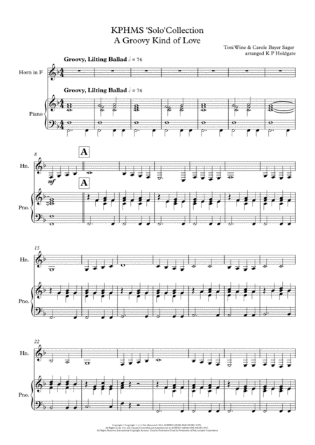 A Groovy Kind Of Love (arr. Kevin P Holdgate)