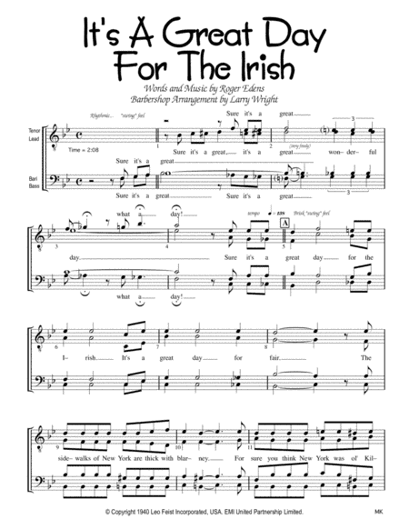 It's A Great Day For The Irish (arr. Larry Wright)