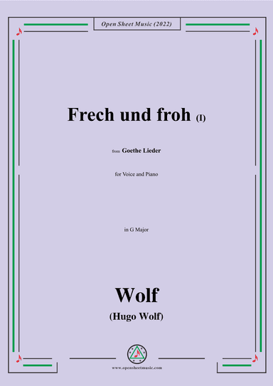 Wolf-Frech und froh I,in G Major,IHW10 No.16 (arr. OSM Press)