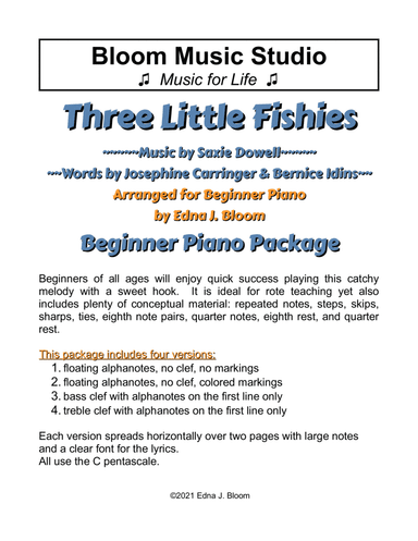 Three Little Fishies (itty Bitty Poo) (arr. Edna J. Bloom)